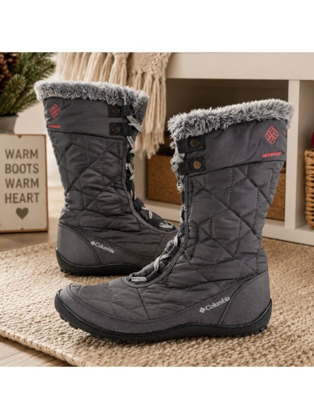 Columbia Womens Size 8 Minx II Mid Gray Insulated Snow Boots Winter BL1585-051